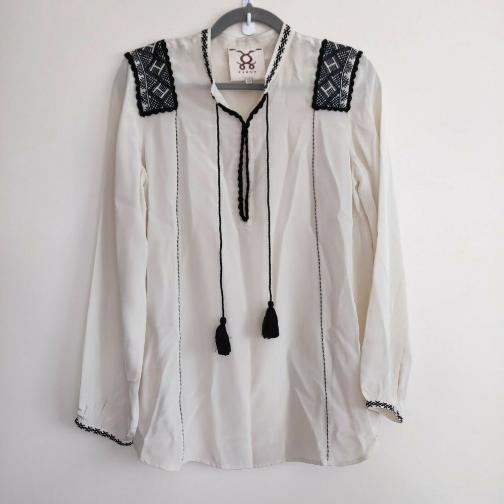 Figue Blouse Small Embroidered Silk Cream
